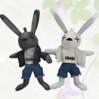 Black Toy Rabbit Bunny White Plush Soft And Cozy Stuffed Big Doll Animal Gift