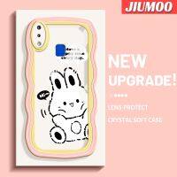 JIUMOO เคสสำหรับ VIVO Y91 Y91i Y95เคสโทรศัพท์ลายขอบซิลิโคนแบบน้ำแบบนิ่มดั้งเดิมการ์ตูนกระต่ายน่ารักขอบคลื่นคลุมทั้งหมดเคสตัวปกป้องกล้องถ่ายรูปเลนส์กรอบด้านหลัง