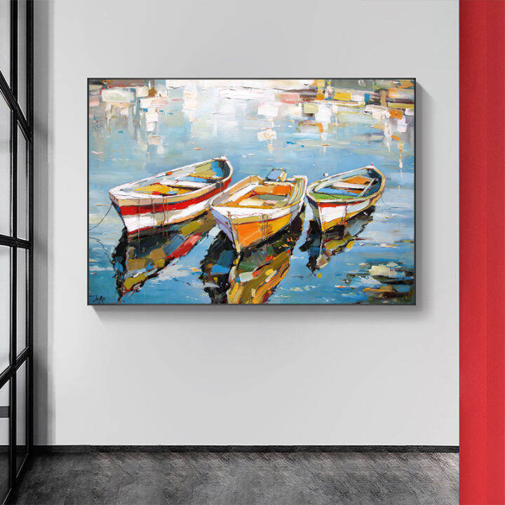 3-boats-oil-canvas-painting-sea-landscape-posters-and-prints-wall-art-picture-for-living-room-home-decor-cuadros