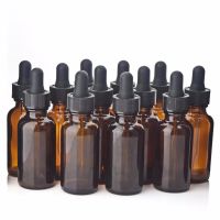 12pcs 30ml Amber Glass Liquid Reagent Pipette Bottle with Eye Dropper for Essential Oil Aromatherapy Chemistry Lab Chemicals 1oz