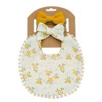 【CC】 Colorful Baby Bibs with Headband Newborn Saliva Floral Print Burp for Little Babies