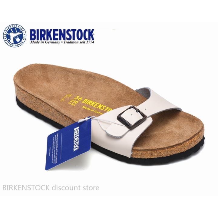 dybt rig Vær opmærksom på Sale】Birkenstock Madrid Men's/Female Classic Cork Beige Leather Slippers 34-44  | Lazada PH