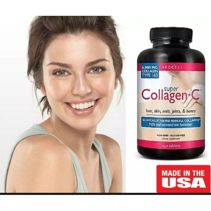 Authentic NeoCell Super Collagen Type I III plus Vitamin C 250 Tablets