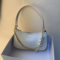 Vintage Crocodile Pearl Chain Underarm Square Bag Fashion Versatile Shoulder Crossbody Bags For Women Handbags