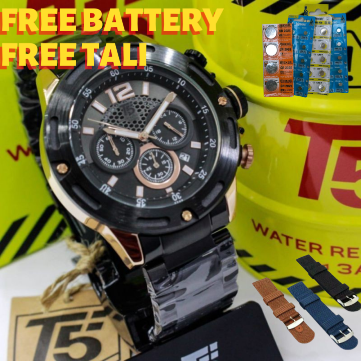 Jam Tangan T5 H 3760G Original Pria Tali Stainless Steel Fitur Date