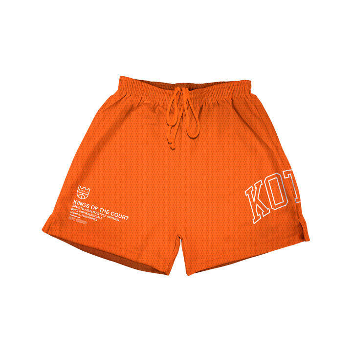 KOTC Orange Mesh Shorts for Men Basketball Shorts with Side Pockets in ...