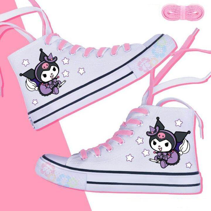 2 Sanrio High Top Canvas Shoes Kuromi Cinnamoroll Melody Kawaii ...