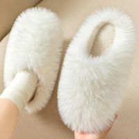 Cotton Slippers 2022 New Plush Pantuflas Women Autumn Winter Household Non-slip Warm Flat Slides Home Shoes Indoor Fur Slippers