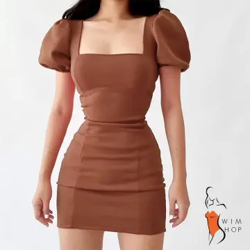 Bodycon puff shop sleeve dress