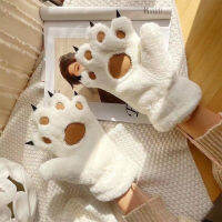 CAT PAW Bear Paws PLUS ถุงมือผู้หญิงนุ่มการ์ตูนน่ารักอบอุ่นสบายคู่ถุงมือฤดูหนาวสัตว์คอสเพลย์ปาร์ตี้ casuall