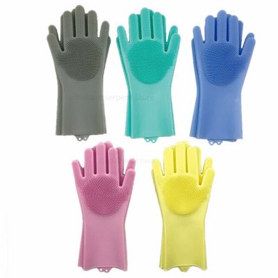 Dishwashing Cleaning Gloves Magic Silicone Rubber Dish Washing Glove for Household Scrubber Kitchen Car Pet Clean Tool Scrub Safety Gloves