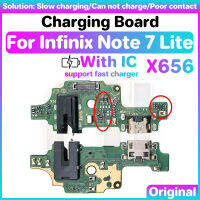 บอร์ดพอร์ตชาร์จ USB สำหรับ Infinix Note 7 Lite 7 Lite 7 Lite X656พร้อม IC พอร์ต USB ริบบิ้นสายเคเบิลงอได้สัญญาณสายข้อมูลปลั๊กหางโทรศัพท์