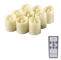 Set of 9 Wavy Edge Flameless LED Candle Remote Controlled battery operate Flickering votive tealight Christmas Wedding-Warm whit