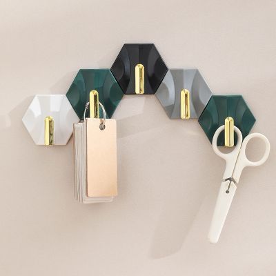【YF】 Luxurious geometric hooks Small sticky in the household kitchen No punch and no trace behind key door.