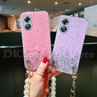 เคสโทรศัพท์ OPPO A78 5G Softcase หรูหราแวววาวดาวเป็นประกายเคสโทรศัพท์ใส Oppoa78 2023กรอบด้านหลังส่องแสงเป็นประกายวิบวับซิลิโคนพร้อมสร้อยข้อมือไข่มุก