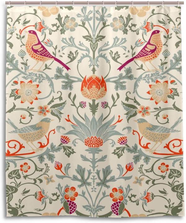 flower-pattern-print-polyester-fabric-shower-curtain-exotic-flower-bird-bath-curtain-for-bathroom-bathtub