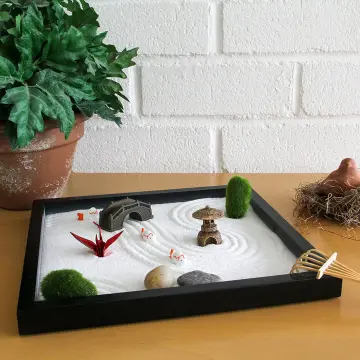 Japanese Zen Garden for Desk - Zen Garden Sand Kit, Artificial Bonsai Tree