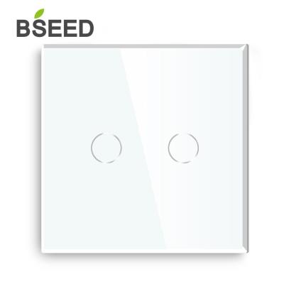 Bseed Mvava Touch Dimmer EU Standard Switch 2 Gang 1 Way Led White Black Gloden Crystal Class Panel Dimmer With Adapter