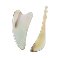 2ชิ้น Gua Sha แผ่นบัฟฟาโลฮอร์น Guasha คณะกรรมการนวดขูดเครื่องมือมีดโกนสำหรับร่างกายใบหน้า