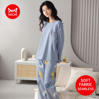 MIIOW  ฤดูใบไม้ร่วงฤดูหนาวผ้าฝ้ายแขนยาวกางเกง Loungewear ชุดนอนนุ่มผู้หญิง Homewear Suit