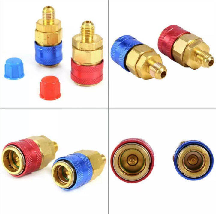 คอปเปอร์-เติมน้ำยาแอร์-r134a-แพคคู่-สีแดง-น้ำเงิน-ac-coupler-r-134a-ชุดคอปเปอร์-คอปเปอร์แอร์