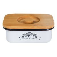 Butter Box White Metal Kitchen Preservation Box With Enhanced Seal Farmhouse Butter Cheese Container With Wooden Lid Candy Box Storage Boxes