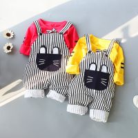 Infant Baby Clothing 2022 Spring Autumn New Childrens Suit Newborn Baby Boys Girls Clothes Stripe Overalls Two-piece 0-3 Years  by Hs2023