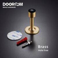 Dooroom Brass Door Stops Hole Free Bathroom Door Stopper Heavy Duty Floor Wall Mount Bumper Non-magnetic Door Holder Catch Decorative Door Stops