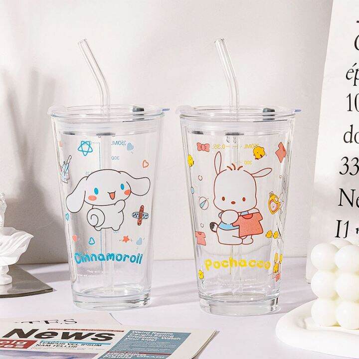 Sanriod Anime Kuromi Cinnamoroll Melody Pochacco Kids Glass Cup With ...