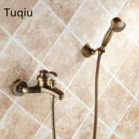 Bathtub Faucet Brass 2-Function Outlet Wall Mounted Bath Tap Set With Hand Shower Head Mixer Wall Mounted Antique Bronze