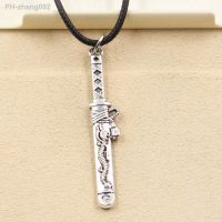 New Fashion Tibetan Samurai Sword In Sheath Pendant Necklace Choker Charm Black Leather Factory Price Handmade Jewelry