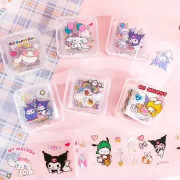 24PCS Cute Sanrio Sticker Book Handbook Material Stickers Kuromi Hello  Kitty Cinnamoroll Cartoon Deco Stickers Decals Kids Toys