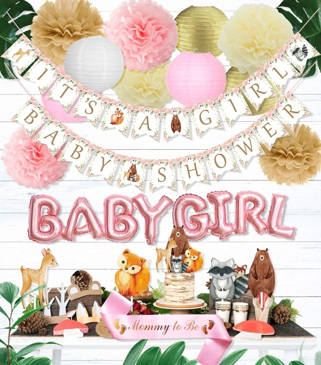 JOLLYBOOM Woodland Baby Shower Decorations Pink BABY GIRL Foil Banner Paper Flower Balls Paper Lanterns Animal Cutouts Mommy To Be Sash for Girls | Lazada PH JOLLYBOOM Woodland Baby Shower Decorations Pink BABY GIRL Foil Banner Paper Flower Balls Paper Lanterns Animal Cutouts Mommy To Be Sash for Girls | Lazada PH