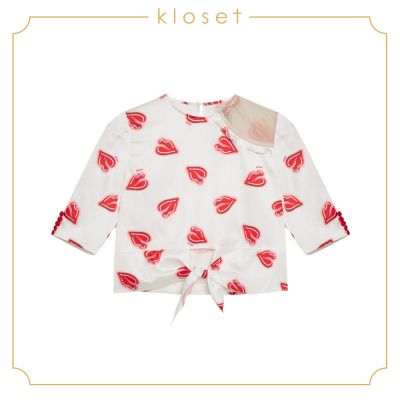 Kloset Printed Knotled Top (SS19-T008) เสื้อผ้าผู้หญิง เสื้อผ้าแฟชั่น เสื้อพิมพ์ลาย