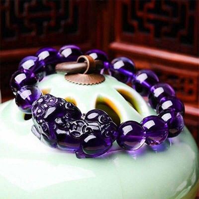 Uni Feng Shui Purple Crystal Pi Xiu Attract Wealth Amethyst celet Good Luck Jewelry