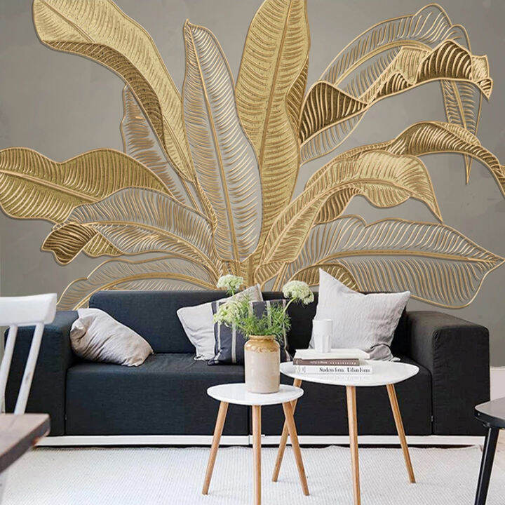 custom-photo-wallpaper-3d-stereo-golden-relief-banana-leaf-mural-living-room-tv-sofa-study-abstract-art-wall-painting-3d-fresco