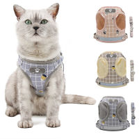 Cat Harness With Leash Set Vest Reflective Tape Leash For Small Medium Pet Fashion Grid Collar Set Pet Supplies Accessories