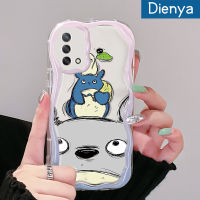 เคส Dienya สำหรับ OPPO A74 4G A95 4G F19S F19 Reno 6 Lite เคสการ์ตูนน่ารักสีน้ำมันลาย Totoro ขอบโค้งเคสใสเนื้อครีมใสฝาครอบป้องกันเคสมือถือ