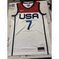 【Hot Pressed】Kevin Durant Jersey NBA USA Basketball 7# DURANT 2021 White Blue Basketball Jersey Hot Press Jersey