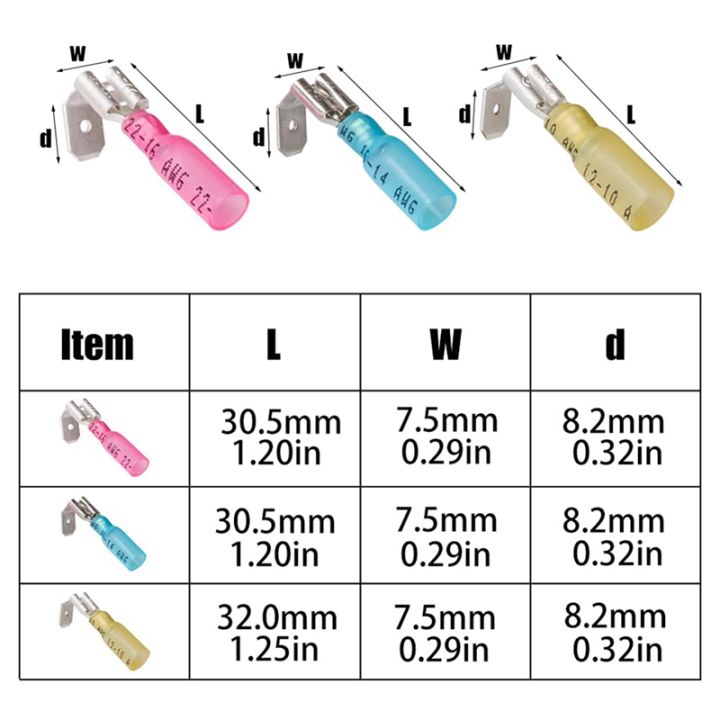 140pcs-22-16-16-14-12-10-awg-heat-shrink-piggy-back-spade-quick-splice-crimp-terminals-connectors-assortment-kit-3-sizes