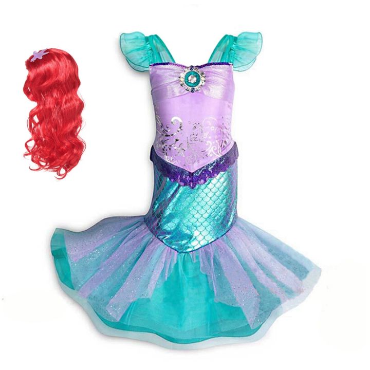 jeansame-dress-disney-little-mermaid-ariel-ชุดเจ้าหญิงแฟนซีสำหรับสาวแขนสั้น-tulle-คอสเพลย์เครื่องแต่งกายเด็ก-purim-party-ชุด2-10t