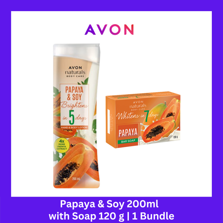 AVON Naturals Papaya & Soy Lotion (400 ml) and Soap Bundle (120g