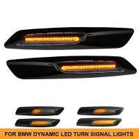 2ชิ้นไฟสัญญาณเลี้ยวไฟเครื่องหมายไฟ LED ด้านข้างสีอำพันแบบไดนามิกสำหรับ BMW 1 3 5ชุด F30 E90 E91 E92 E93 E46 E60 E61สไตล์ F10