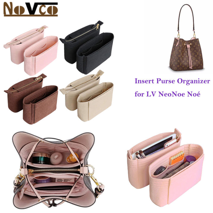 Novco 2 Packs Felt Purse Organizer Women's Handbag Organizers Bag Organizer  Insert Purse Organizer with Zipper Fit for LV NeoNoe Noé (Only Organizer  Insert Purse )