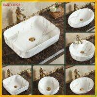 ☼卐▣ Ceramic wash basin toilet basin bathroom sink Marbled ceramic washbasin Countertop washbasin with tap set