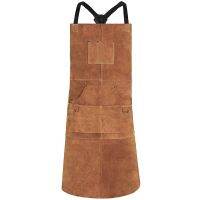 Leather Welding Apron - Heat &amp; Flame-Resistant Heavy Duty Work Forge Apron with 6 Pockets, 42Inch Large