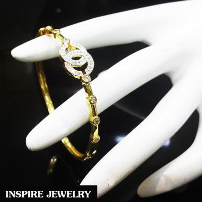 INSPIRE JEWELRY  กำไลฝังเพชรสวิส งานจิวเวลลี่  gold plated / diamond cloning