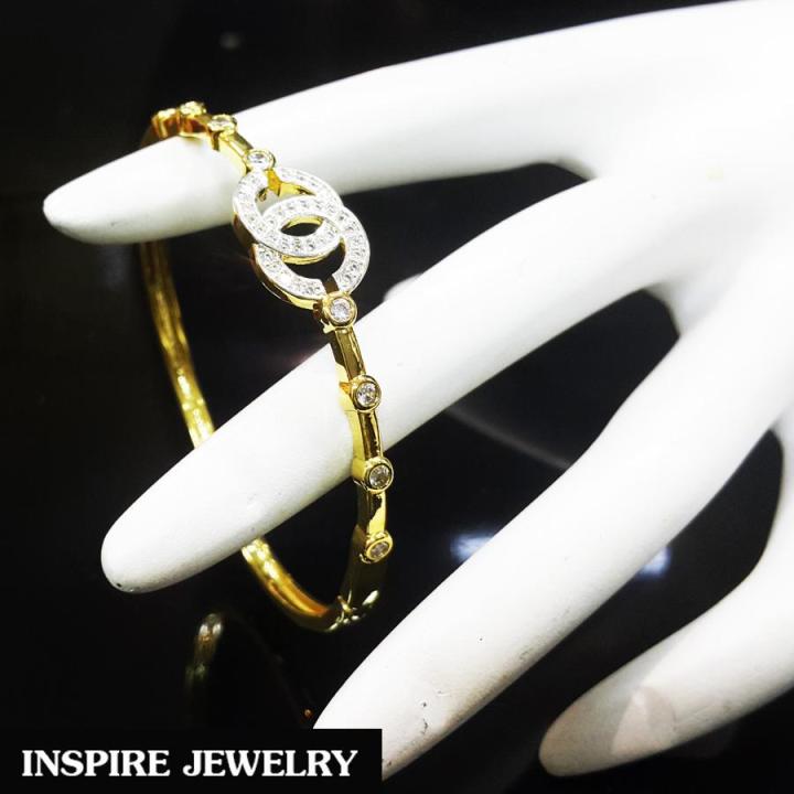 inspire-jewelry-กำไลฝังเพชรสวิส-งานจิวเวลลี่-gold-plated-diamond-cloning