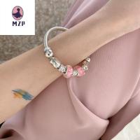 MZP หัวใจสีชมพู สร้อยข้อมือลูกปัดเสน่ห์ ช้างสีฟ้า รูปกุญแจล็อค แฟชั่นสำหรับผู้หญิง Seamaster สำหรับผู้หญิง