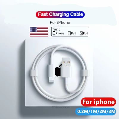 Chaunceybi 20cm 100cm 2m 3m USB Cable iPhone 14 PRO MAX 13 12 X XS XR 5 5S 6 6S 7 8 iPad Air